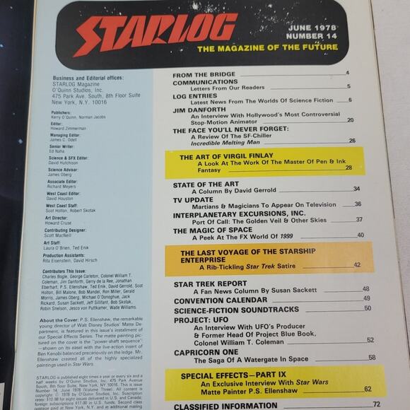 Vintage June 1978 Starlog The Magazine of the Future Number 14 Star Wars Painter - Picture 3 of 3